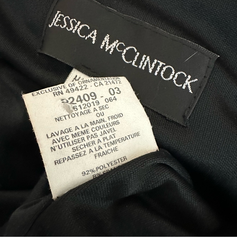 Jessica McClintock Black White Contrast Jersey Stretch Halter Dress Size 6 - Picture 11 of 12